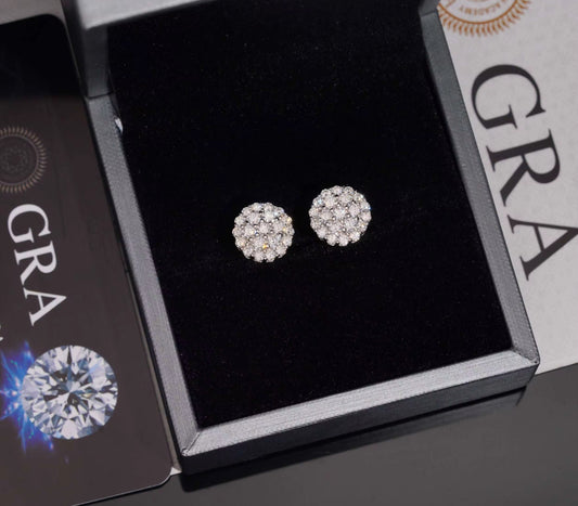 ROUND CIRCLE CLUSTER STUD EARRINGS