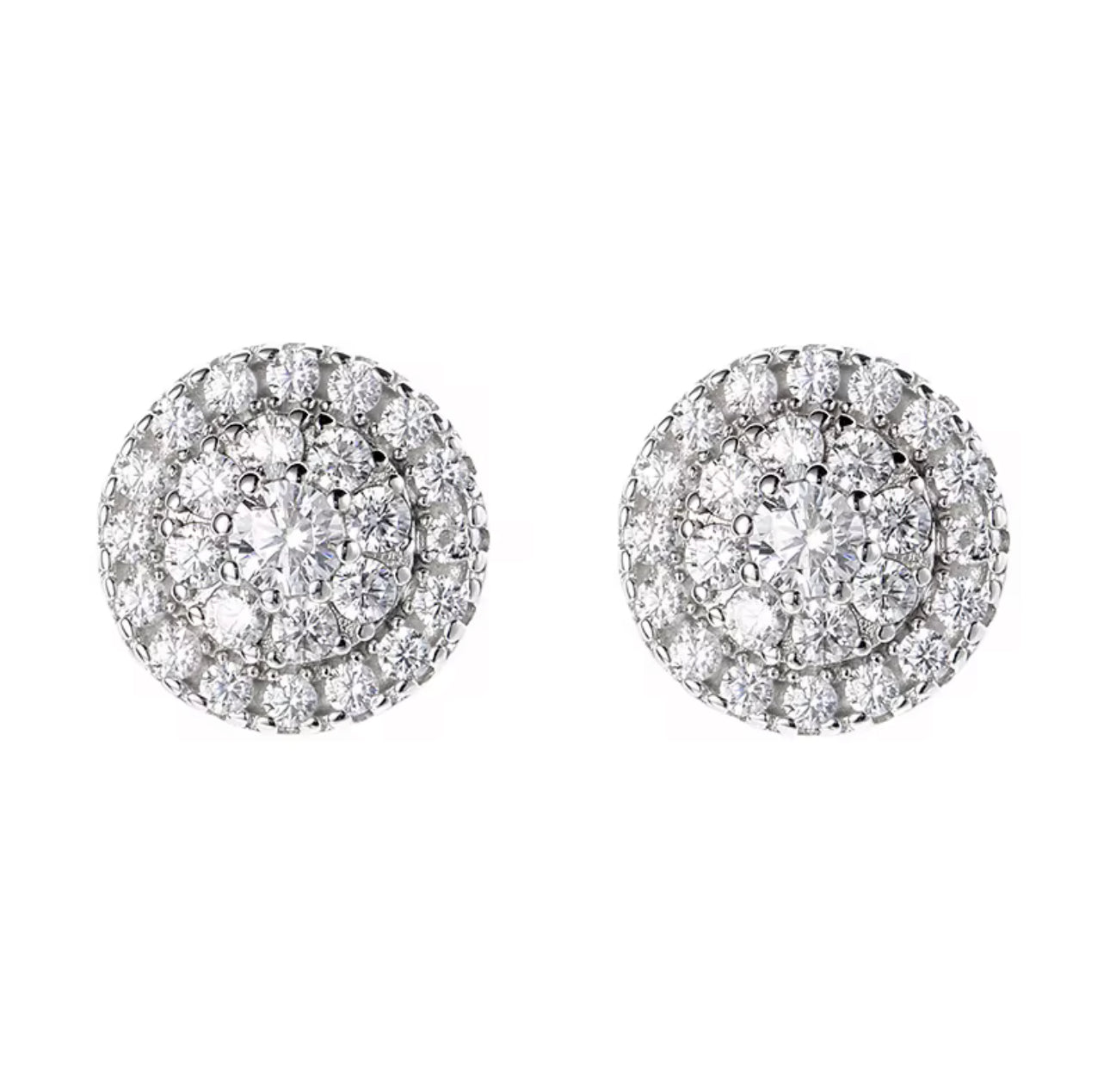ROUND CIRCLE CLUSTER STUD EARRINGS