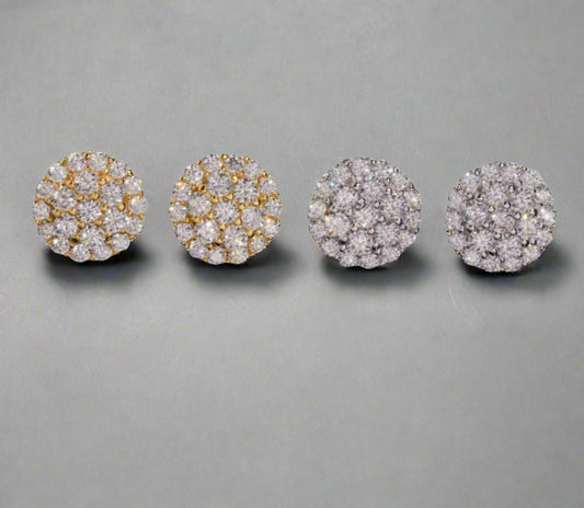 ROUND CIRCLE CLUSTER STUD EARRINGS