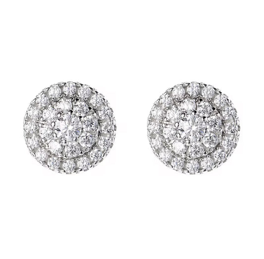 ROUND CIRCLE CLUSTER STUD EARRINGS