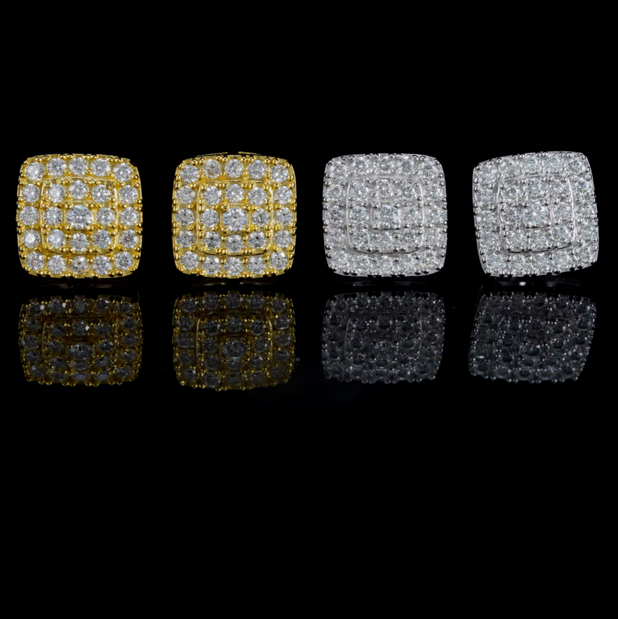 SQUARE CLUSTER STUD EARRINGS