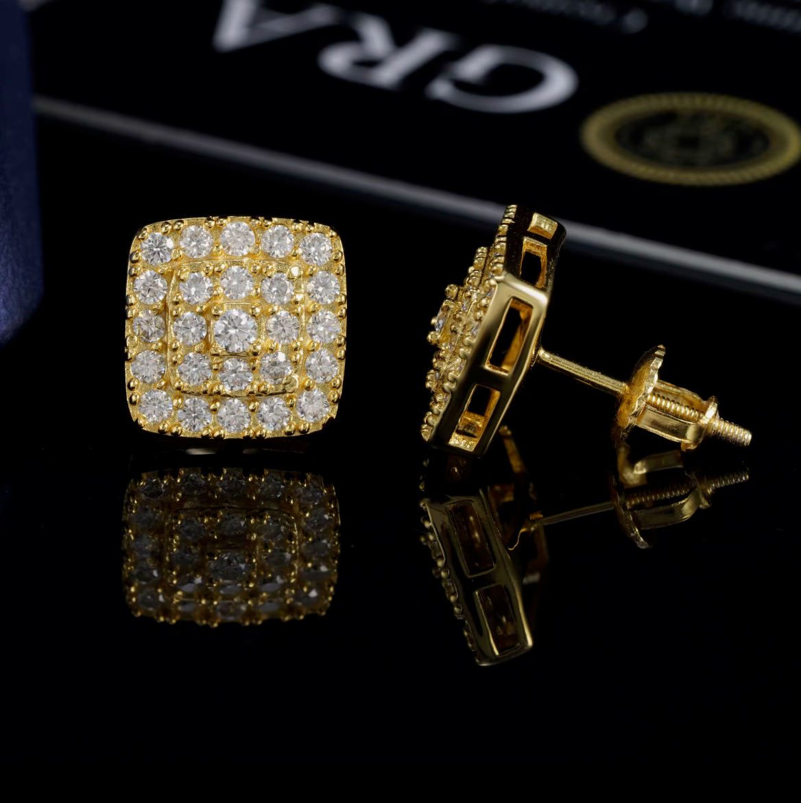 SQUARE CLUSTER STUD EARRINGS