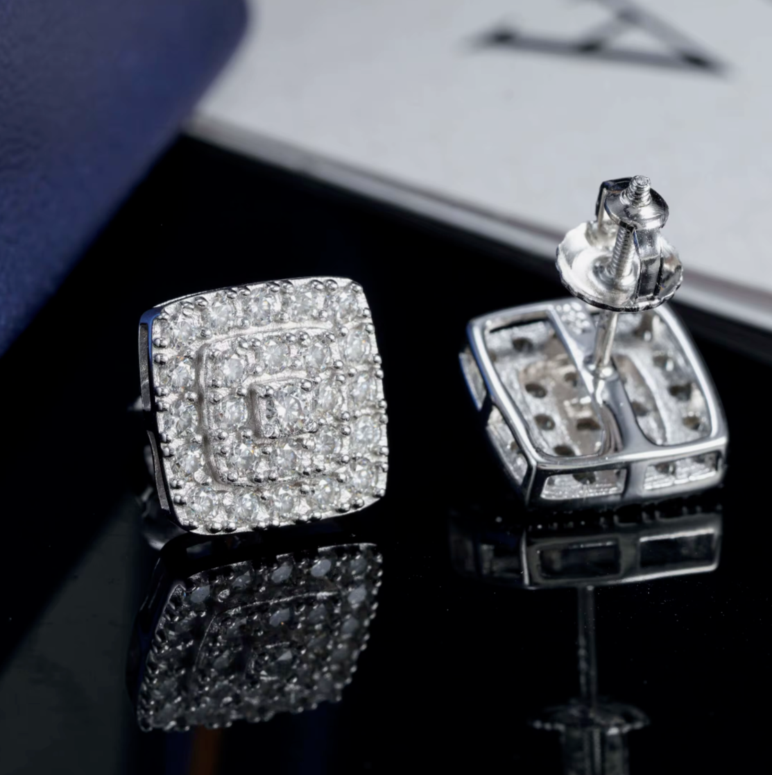 SQUARE CLUSTER STUD EARRINGS